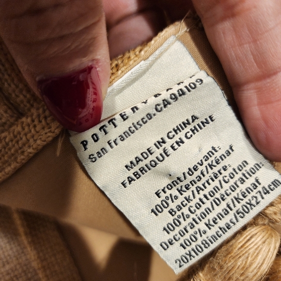 Potery barn Tan 100% Cotton Runner Table cloth 20" x 108 - Picture 10 of 11